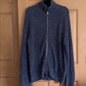 Zip up marled cotton sweater